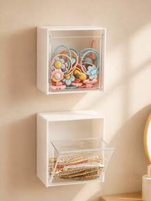 1/2/4pcs Wall-Mounted Storage Boxes - Cosmetic Organizer,Jewelry Box, Plastic Storage Rack, For Organizing And Storing Floss, Hair Ties, Hair Clips, Powder Puffs And Other Items. Suitable For Home, Dorm, Room Decor, Also As Christmas Or Holiday Gifts - Multicolor - View 5