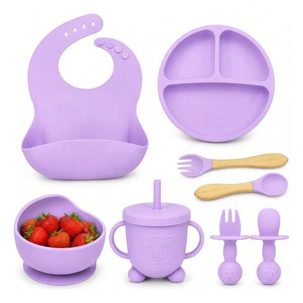 Kit Introdução Alimentar Infantil Silicone 8 Peças Livre Bpa
