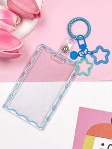Transparent ID Card Holder With Star Bell Keychain, Durable And Fashionable, Designed For Women. Made Of Playful And Practical Plastic Structure, Essential For Campus Life, Beautiful Design, Equipped With Star Bell Buckle, Can Store ID Card, Bank Card, Bus Card And Keys, Essential ID Protection Holder For Campus Life, Essential For Students, Practical And Fashionable, Fashionable Keychain, Suitable For ID Card, Credit Card, Bus Pass And Keys, Back To School Season, Graduation Season, Teacher's Day - Multicolor - View 13