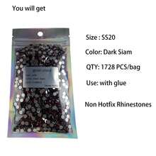High Quality SS0-SS50 1mm-10m Crystal Colorful Hotfix Rhinestones, Flat Back Crystal Rhinestones, Iron-On Rhinestones, For Clothing, Fabric, Dresses, Bags, Shoe Decor - Burgundy - View 3