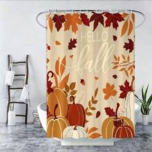 1/4pcs Autumn Harvest Maple Leaf & Pumpkin Shower Curtain Set, With 12 Hooks, Waterproof Polyester Bathroom Curtain, Privacy Screen, Thickened, Durable Quick-Dry, 180*180cm Size, Halloween Thanksgiving Autumn Harvest Bathroom Decor - A - View 18