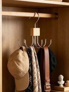 3PCS(1rotating Hook+2hooks)Belt Rack, Rotatable Six-Claw Hook, Bag And Scarf Storage Hook, Closet Storage And Organization, Belt Storage, Space-Saving Rack For Bedroom Wardrobe Daily Organization - Multicolor - View 5
