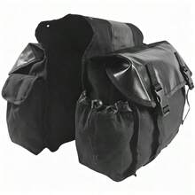 Motorcycle Saddle Bag Waterproof Side Canvas 26L Travel Storage Bike Panniers - Black - View 4