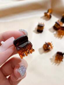 20pcs Brown Mini Hair Clips, Suitable For Women's Hairstyles, Can Be Used For Decorating Braids And Voluminous Bangs - Multicolor - View 8