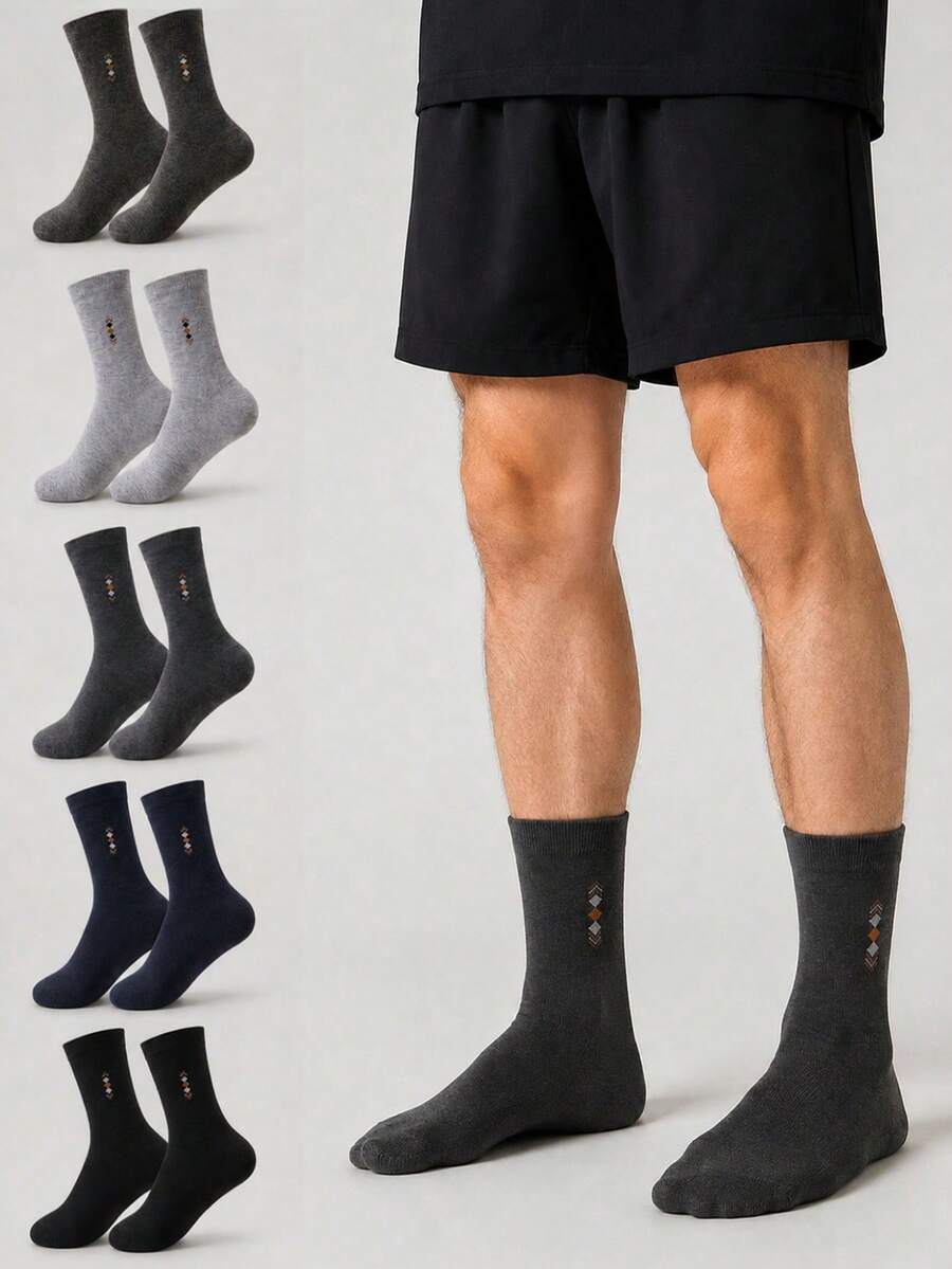 5 Pasang Kaos Kaki Pria Selutut Tahan Lama, Tahan Aus dan Hangat, Cocok untuk Semua Musim - MultiWarna - View 1