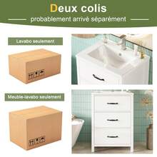 White Bathroom Vanity - Freestanding Cabinet 61x47x83cm - 白色 - 查看 6