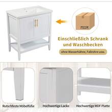 Bathroom Vanity Unit White With Shelf - 80cm - White - View 7