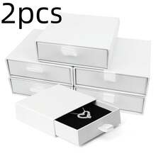10pcs Small White Cardboard Jewelry Boxes With Lid And Sponge Lining, Ring Earring Necklace Jewelry Display Storage Box, Holiday Party Gift Box For Friends And Family - White - View 7