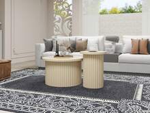 Round Coffee Table Set - 2 Piece, Natural Wood Finish - Natural - 查看 7