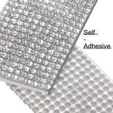 1 Roll 12-Row Self-Adhesive Crystal Rhinestone Ribbon - DIY Sequin Sticker Roll, Suitable For Handicrafts, Phone And Car Decoration, Jewelry Making Supplies, Diamond Shape - A - View 5