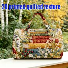 1pc Quilted Book-Shaped Cylinder Bag With Wildflower Meadow Print, Botanical Floral Pattern, Artistic Pastoral Style, Suitable For Women, Random Print Gift For Halloween, Thanksgiving, Christmas - Multicolor - View 8