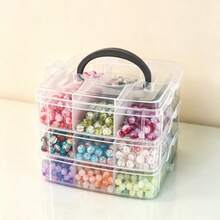 1/3/4/5pcs Portable Compartment Jewelry Storage Box, Multi‑Grid Hand‑Held Travel Organizer, Dust‑Proof Stackable Clear Plastic Container For Earrings Rings Beads Building Blocks Small Sundries, Home & Travel Use - Clear - View 14