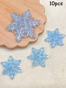10pcs 30mm Acrylic Transparent Iridescent Snowflake Beads Spacer Pendants DIY Accessories For Car Hanging, Phone Chain, Keychain, Bag Charm - Hanging Snowflake - View 6