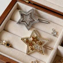 Dior Style Silver And Gold Star Hair Clips Perfect Gift For Her Elegant Party Hair Accessories Exquisite Birthday Gift For Girlfriend Daily Wedding Styling Hair Decor DIOR-GIFT-144 - Silver Gold - View 6