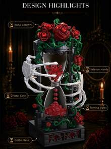 381pcs Adult DIY Building Set Skeleton Holding Rose Decoration Gothic Crystal Rose Crown Desk Decor Dark Romantic Home Office Decoration Unique Gift Suitable For Men And Women - Multicolor - View 4
