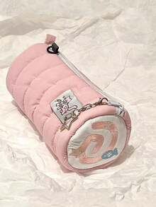 1pc Cute Cake Plush Pencil Case, Heart Cartoon Large Capacity Stationery Bag, Soft Student Plush Pencil Storage Bag - Multicolor - View 8