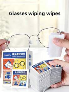 50/5pcs Eyeglass Cleaning Wipes, Disposable Lens Cleaning Cloth, Suitable For Eyeglasses, Smartphones, Computers, Cameras And Other Glass Surfaces, Portable Packaging, Suitable For Home And Travel Use - Multicolor - View 2