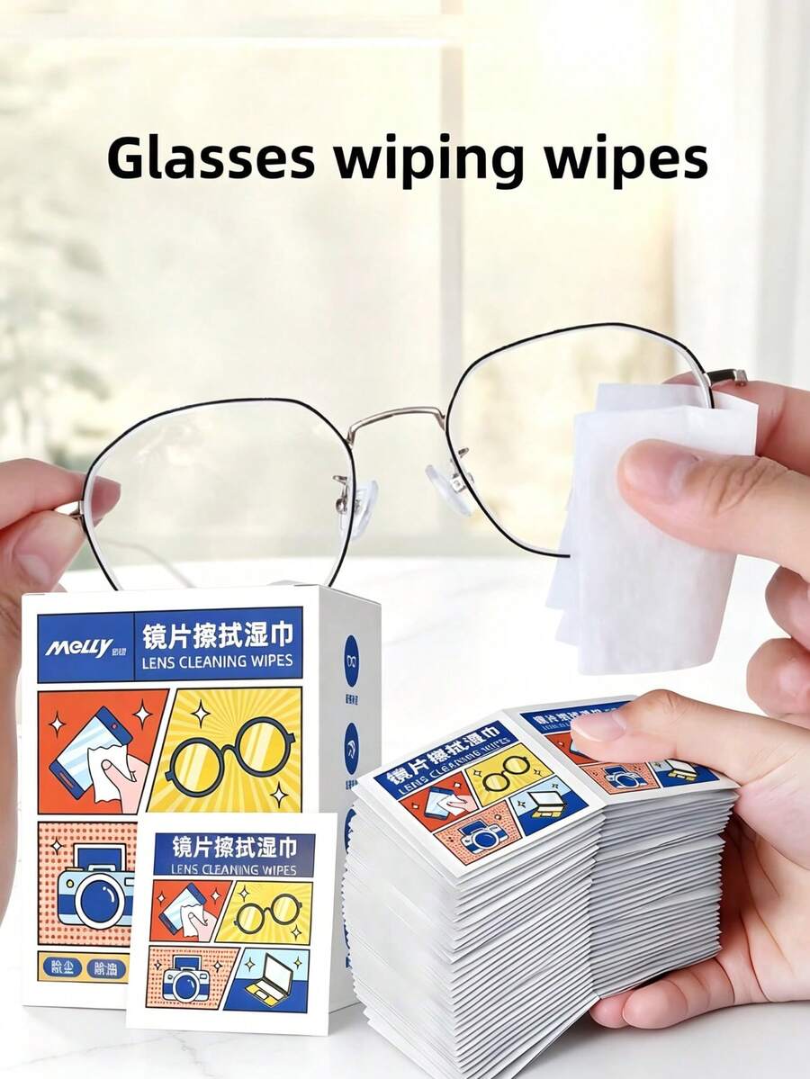 50/5pcs Eyeglass Cleaning Wipes, Disposable Lens Cleaning Cloth, Suitable For Eyeglasses, Smartphones, Computers, Cameras And Other Glass Surfaces, Portable Packaging, Suitable For Home And Travel Use