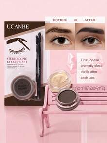 UCANBE Waterproof Eyebrow Gel + Eyebrow Styling Wax 2 In 1 Makeup Kit With 2 Pcs Dual-Ended Adjustable Freely Eyebrow Brush Makeup Long Lasting Eyebrows - 02 Light Brown - View 2