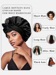 1pc Women's Satin Ribbon Sleep Cap Adjustable Tie Headscarf Beauty Hair Care Bonnet Suitable For Daily Use - Multicolor - View 3