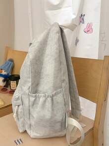 女款淡粉色壓紋蝴蝶後背包，柔軟紋理尼龍學生書包，可愛休閒日常旅行日用背包，適合青少年女孩 - 彩色 - 查看 10
