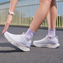 XTEP New Thick-Soled Shock-Absorbing Women's Running Shoes - White/Purple - View 2