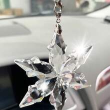 1pc Crystal Snowflake Car Hanging Ornament - Perfect Choice To Capture Sunlight, Holiday Decoration | Exquisite Crystal Snowflake Decor - A - View 2