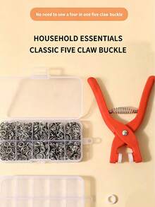 1 Set Metal Snap Fastener Kit With Press Snap Tool And Small Box Of Hollow Rings, Suitable For DIY Hollow Metal Snap Fasteners, Can Be Used For DIY Crafts, Clothing, Hats And Sewing - Multicolor - View 1