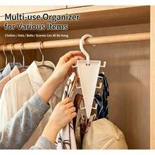 1PC V-Shaped Double Sided Hanging Organizer With 12 Hooks 360 Rotatable Space Saving Storage Solution For Bedroom Closet Kitchen Bathroom Accessories Waterproof Durable Practical Home Organization - White - View 3