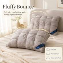 2Pcs Firm Support Pillow Quilted Extra Filled Hotel Quality Pillows Pair - Grey - View 6