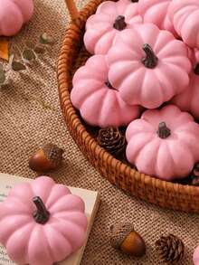 120 pièces Plantes de citrouille artificielles roses, décoration de fête d'automne de Thanksgiving, plantes artificielles en plastique, citrouilles artificielles en plastique, convient pour la décoration de la maison, de la chambre, de la cuisine, du centre de table de mariage, de la cheminée, décoration de fête de récolte d'Halloween, artisanat DIY, accessoires de photographie - rose clair - Voir 5