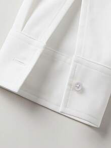White 2 Pieces Set, Camp Collar Long Sleeve Shirt And Drawstring Wide Leg Casual Vacation Pants - White - View 7
