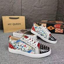 Men's Casual Sneakers With Studs And Rhinestones Retro Rock Style Platform Shoes For Men And Women CL Studded Shoes - 全黑 - 查看 6