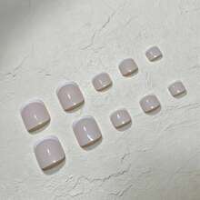 Nude Square Press-On Nails, Solid Color Natural Style Fake Nails, Short Reusable Artificial Nails, Minimalist Daily Nail Stickers, Suitable For Home DIY Nail Decoration - Multicolor - View 10