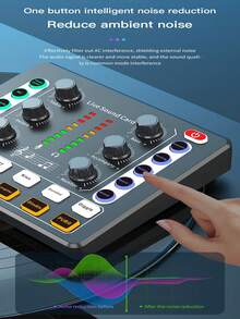 Kartu Suara Langsung untuk Podcast, Paket Studio Rekaman 800mAh dengan Pengubah Suara, Kartu Suara Langsung - Antarmuka Audio untuk Laptop Komputer, Siaran Langsung, Streaming Langsung, Mixer Audio Kartu Suara Langsung - View 5