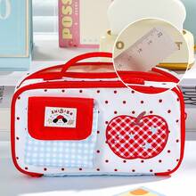 1pc Japanese Sweet Fruit Star House Pencil Case, Large Opening Layered Design For Easy Access, Large Capacity Storage For Pencils, Rulers, Erasers, Cartoon Cloud And Apple Print Sweet And Cute, Suitable For Students' Daily Use, Classroom Learning, Exam Carrying And Desktop Stationery Organization - Pencil Case - View 4