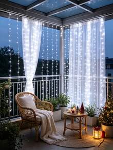 USB Powered Waterfall Curtain Lights, Suitable For Christmas, Halloween, Valentine's Day, Birthday, Wedding Party, Bedroom, Window, Wall, Holiday Atmosphere Decorative Lights - Pure White - View 9