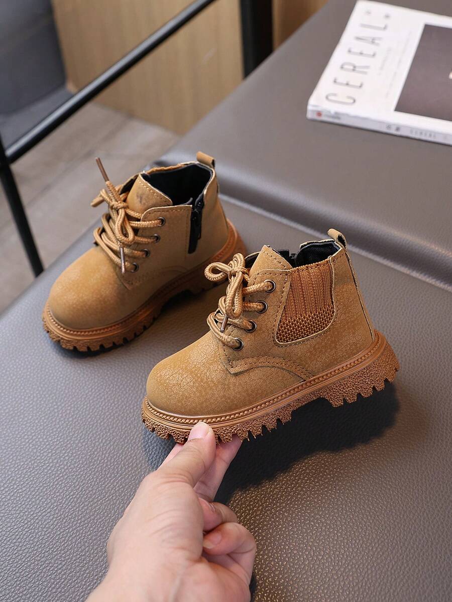 1 Pair New Style Kids Soft Sole Boots, Comfortable And Fashionable For Boys - Camel - View 1