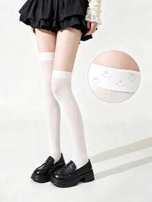 1 Pair Women's Minimalist Velvet Calf Socks, Over-The-Knee Socks, Thigh-High Socks, Silicone Non-Slip Long Tube Socks, Versatile For Daily Wear - Multicolor - View 1