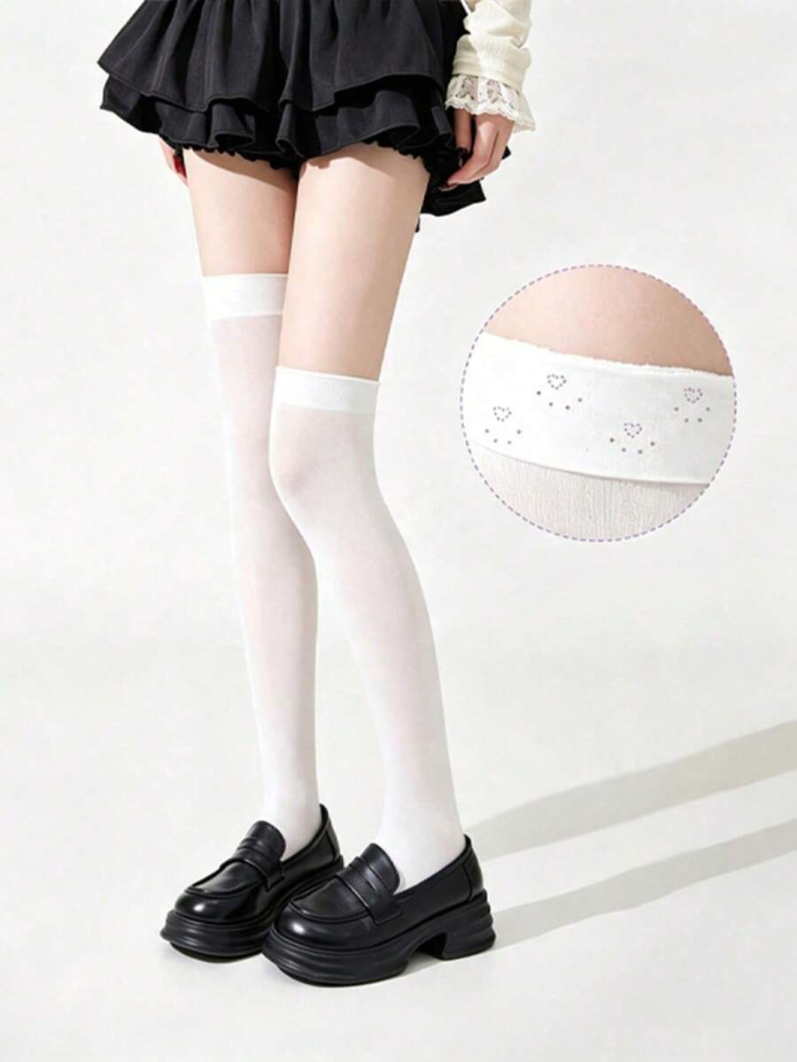 1 Pair Women's Minimalist Velvet Calf Socks, Over-The-Knee Socks, Thigh-High Socks, Silicone Non-Slip Long Tube Socks, Versatile For Daily Wear - Multicolor - View 1