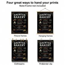 Set Of 2 Halloween Kitchen Canvas Wall Art | Haunted Bakery Witch Coffee Bar Decor For Living Room Frameless - A - View 6
