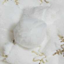1pc/White Plush Snowflake Christmas Hat, Thick & Soft Holiday Party Costume Headpiece - White - View 3