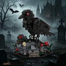 334PCS Dark Night Crow Building Block Set, Exquisite Collectible 3D Model, Suitable For Home Decor, Office Desk Ornament, Halloween Gift/Christmas Gift/Birthday Gift/Holiday Gift - Multicolor - View 1
