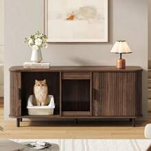 Cat Tree With Cat Mat, Cat Furniture, Pet Cabinet With Rattan Drawer, Pet Sideboard/TV Stand, No Cat Box, White, 120x50x65 - Double Door, 140*50*60cm - View 1