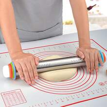 Adjustable Thickness Rolling Pin With Colorful Silicone Thickness Rings, Home Baking Rolling Pin With Scale, Detachable Thickness Limiter Rings, Easily Control Dough And Crust Thickness, Non-Stick Material, Built-In Scale Markings For Easy Size Reference, Suitable For Rolling Dumpling Wrappers, Pizza Crusts, Cookies, Pastry Dough, Easy To Assemble And Clean, Rust-Free And Odorless, Home Baking And Pastry Making Tool, Essential For Beginner Baking Enthusiasts, Practical Kitchen Utensil For Making Bread, Cakes, Dumplings And Wontons - Multicolor - View 6