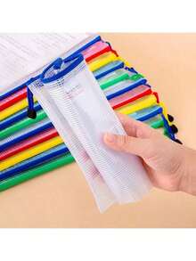 14/7/5/1pc Waterproof A3A4 Zippered PVC Project Folders With Colorful Grid Design - Art And Document Organizer Bags - Color - View 9