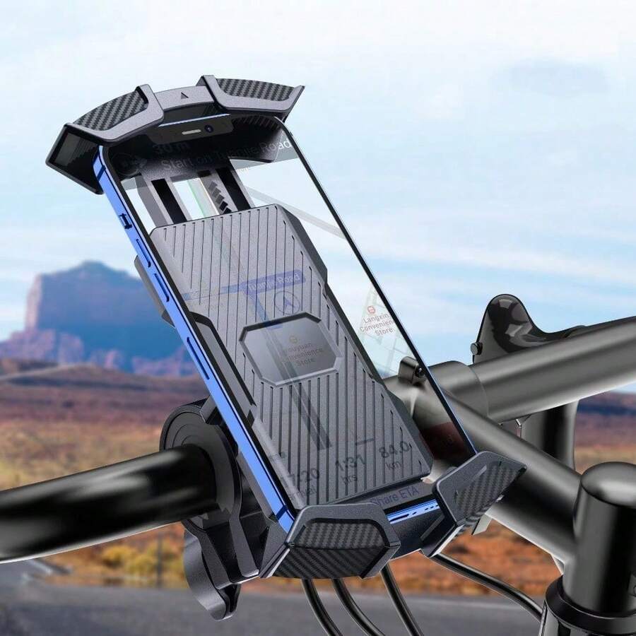 Quick Install Bike Handlebar Phone Mount With Anti Slip Silicone For Motorcycles Scooters And All Smartphones Up To 7.2 - Black - View 1