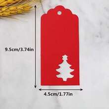 50pcs Red Christmas Tree Design Kraft Paper Cards, 50pcs Kraft Paper + 10m Jute Rope Set, Suitable For Packaging And Hanging Decorations, Perfect Gift Tags And Ornaments. - Multicolor - View 7