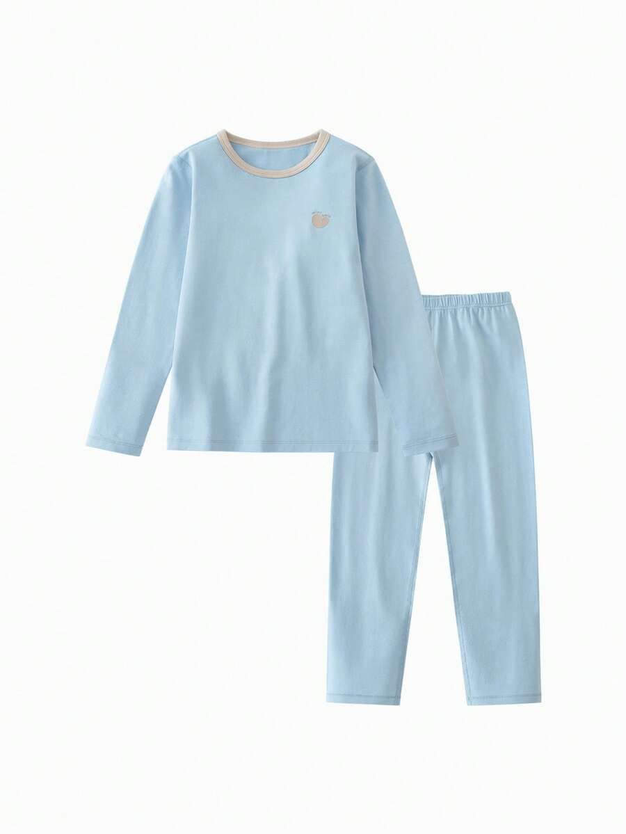 mini bala Conjunto de Roupa Íntima Térmica Macia e Elástica para Meninos & Meninas, Camada Quente de Long Johns, Outono-Inverno 2026 - azul gelo - Visão 1