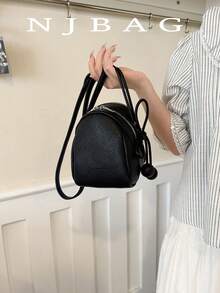 Mini Minimalist Casual Shell Litchi Texture Coin Purse Phone Bag Shell Solid Color Crossbody Bag - Black - View 1